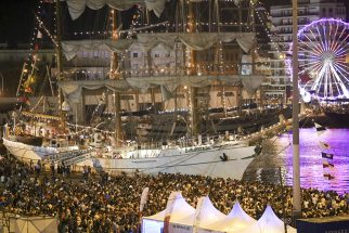 Huge crowds enjoying the final night of the Tall Ships Races 2016's stop in Cádiz