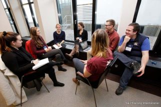 Deep in discussion during a break out session